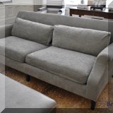 F21. Pair of Verellen chenille sofas. 32”h x 80”w x 43”d 
